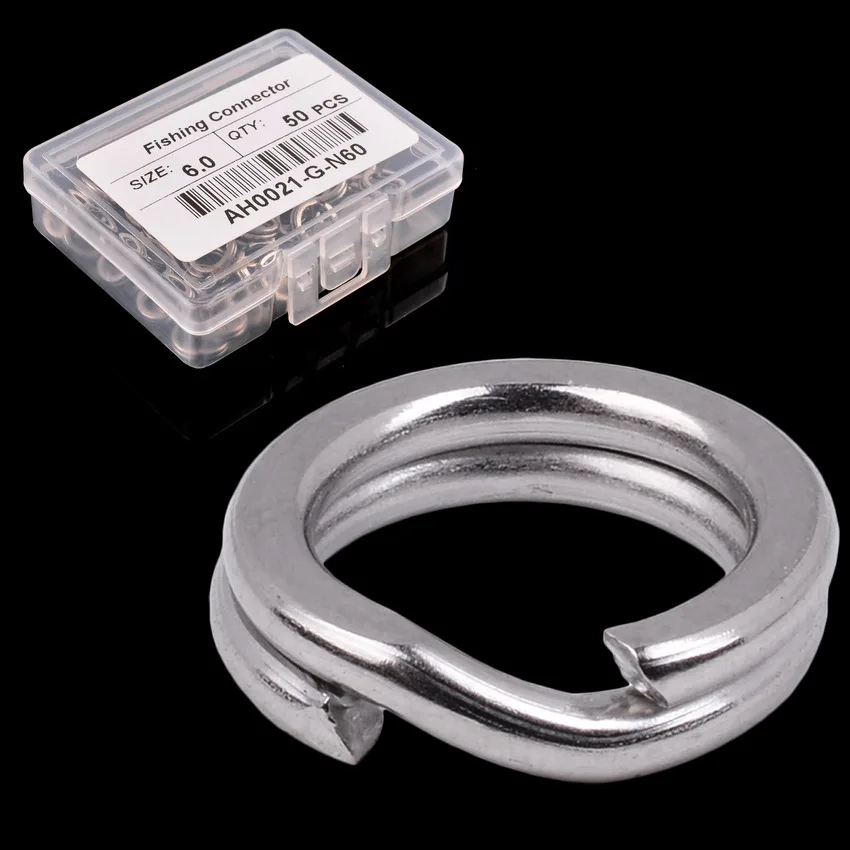 50pcs/lot Stainless Steel Split Ring Diameter from 3mm to 9mm Heavy Duty Fishing Double Ring Connector Fishing Accessories