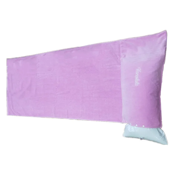Hot Sale Inflatable Pillow Custom Logo Printed Beach Towel Cotton Custom Beach Towel With Pillow