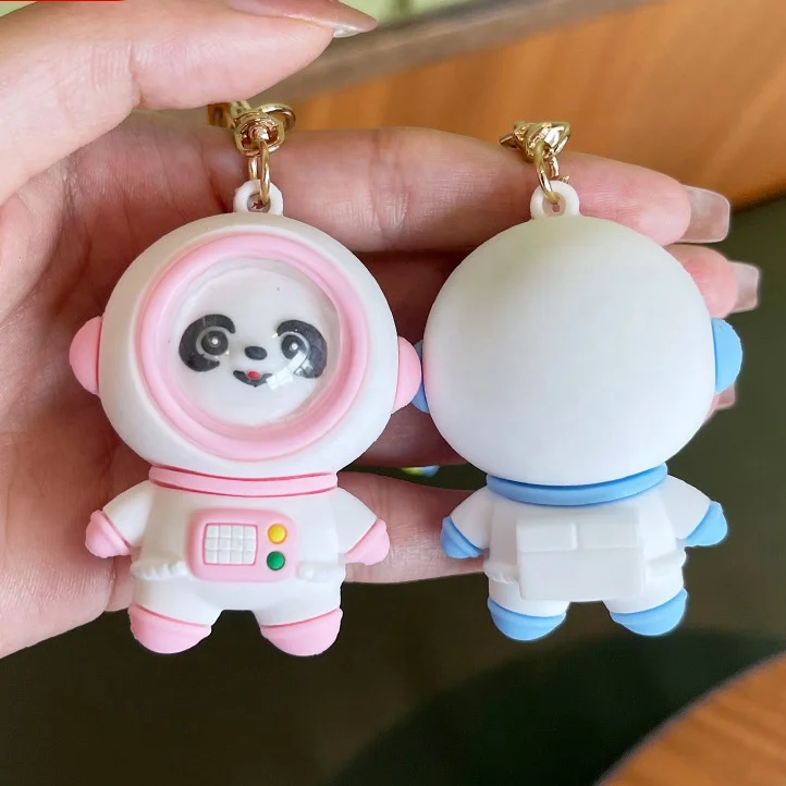 Cute Soft Rubber Mini Cartoon Keyring Lanyard Car Accessories Bag Pendant Key Chain PVC 3D Astronaut Keychain