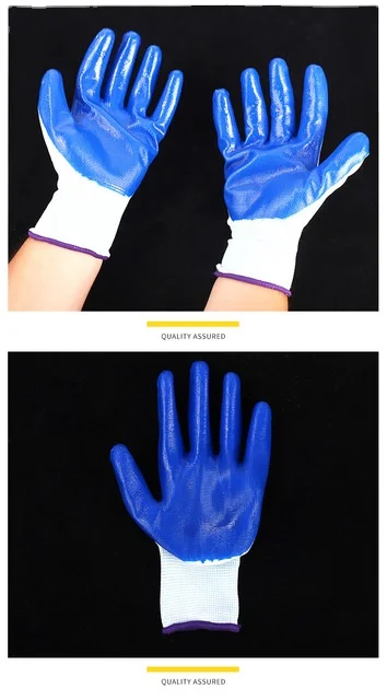 Wholesale Wearable Oil Resistant Antiskid Labor Protection Glue Dipping 13 Needle Nylon Dipping Safety Work Gloves