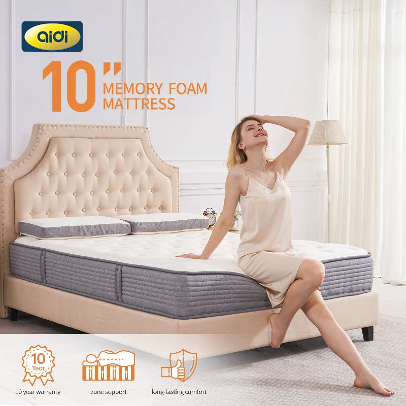 AIDI Factory wholesale 6-12Inch Double Queen King Size Natural Latex Gel Memory Foam Roll Up Pocket Spring Bed Mattress in a Box