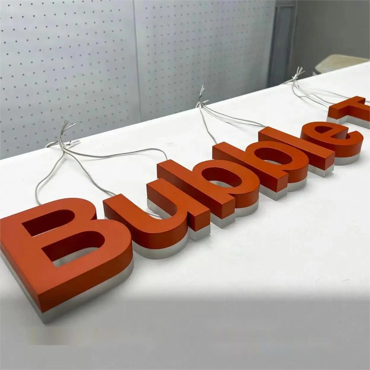 Exquisite made logo halo lit Company Reception Business signage real estate metal letters sign custom
