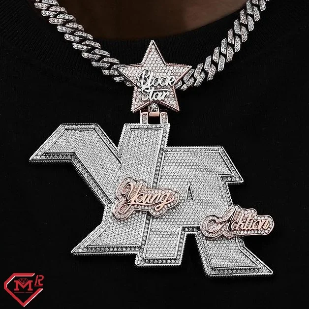 Master Rocks Hiphop Moissanite Pendant Rapper Men 925 Sterling Gold Plating Letter Vss Moissanite Custom Pendant