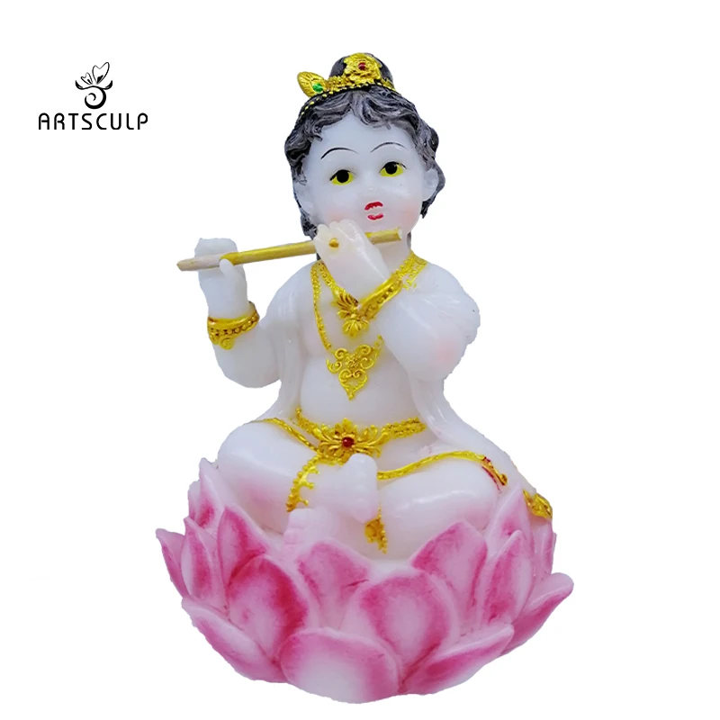 Hindu God Krishna Rohini Statue Gau Gopal Sculpture God Poly Resin Figure Decorated Krishna Bull