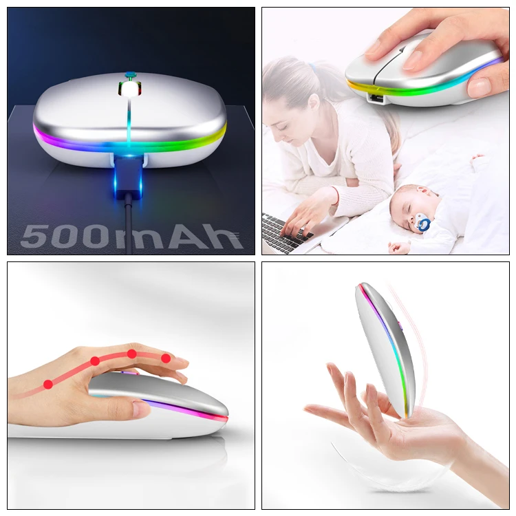 2024 Wholesale Wireless Mouse Ultra-Thin 2.4GHz Rechargeable Silent Mouse for Corporate