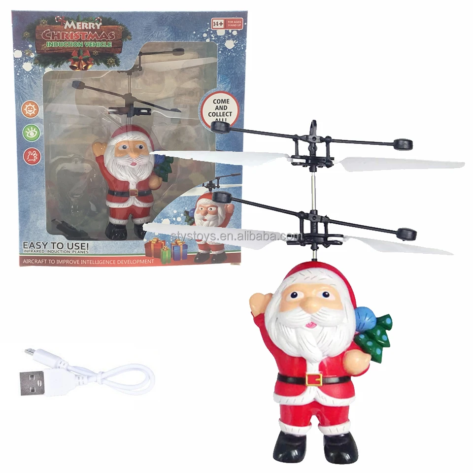 Infrared Induction Flying Christmas Santa Claus Toys Infrared Sensor Flying Doll Xmas New Year Gift