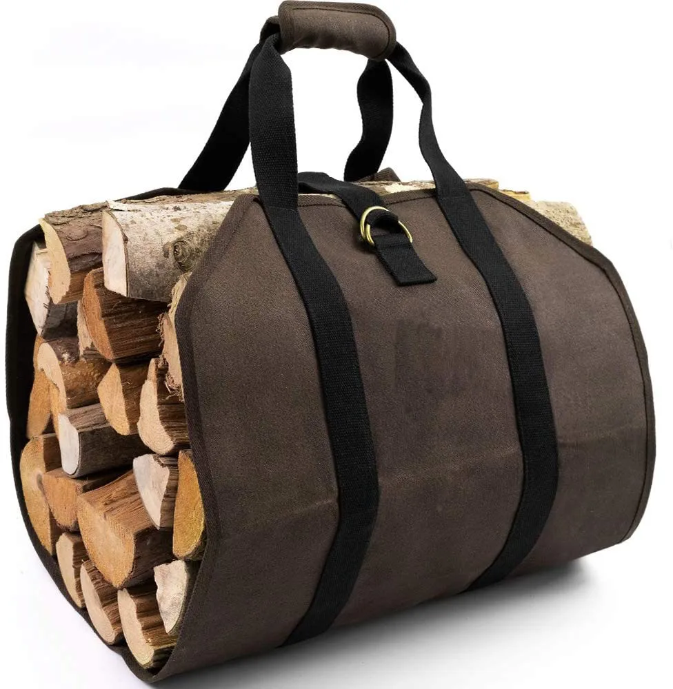 Large Firewood Carrier bag Indoor Outdoor Heavy Duty Fireplace Log Carrier Holders Woodpile Rack Fire Wood Carrying Outdoor