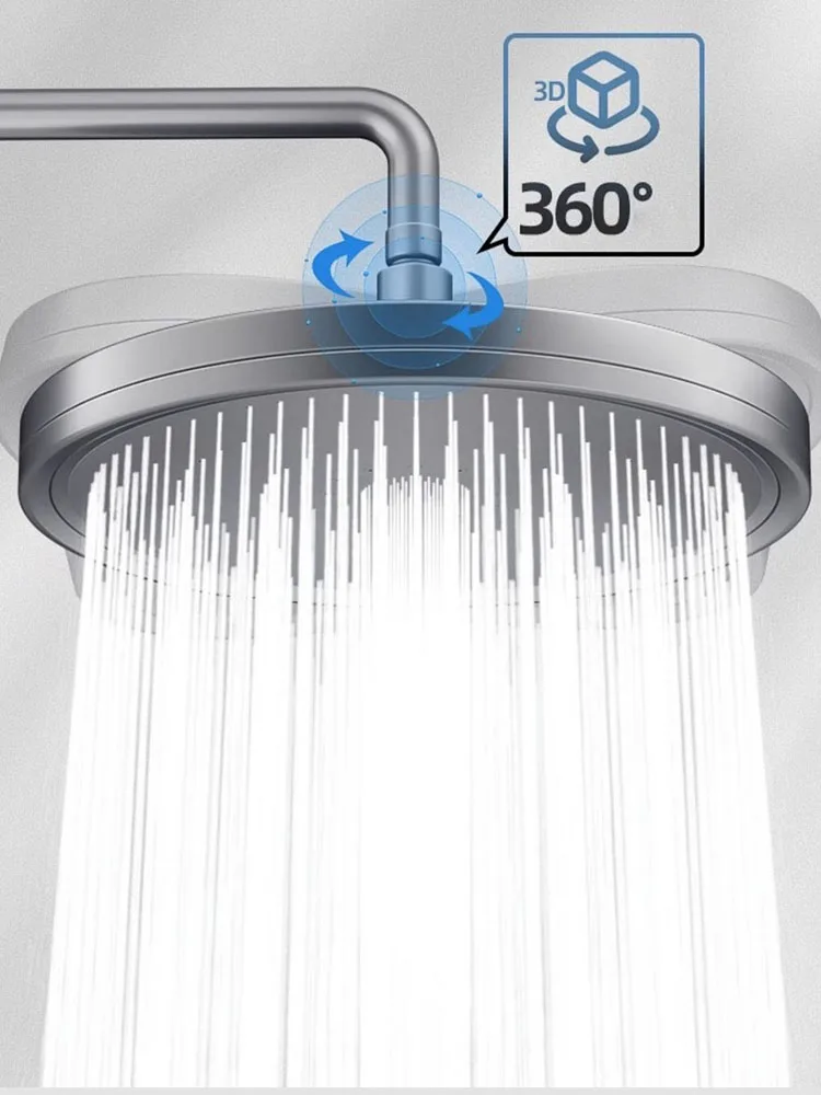 6 Modes Rainfall High Pressure Chrome Wall Mounted Single Functional Round ABS Rainfall Overhead Shower