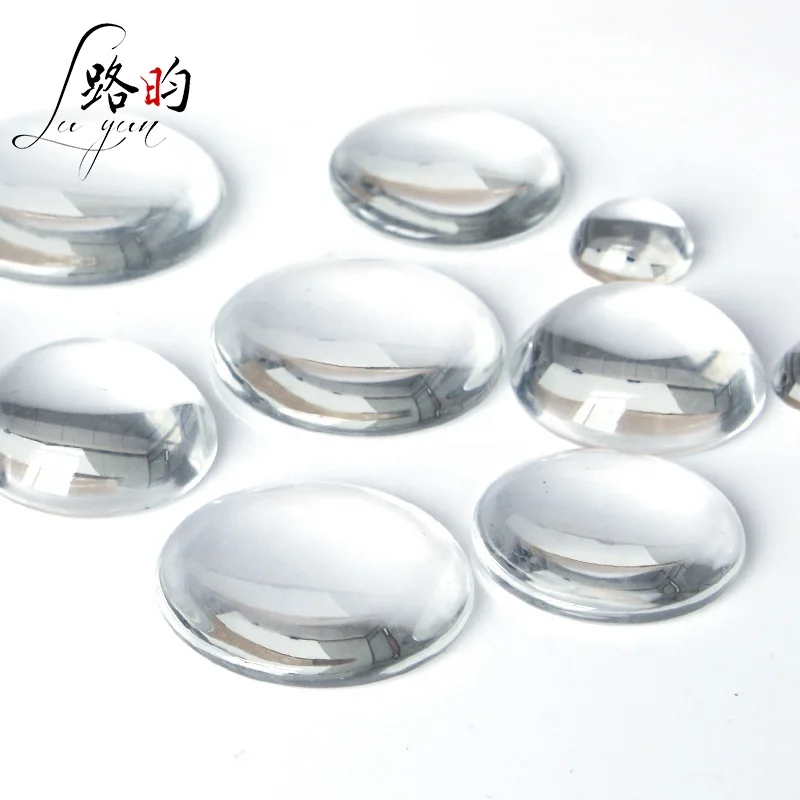 Pujiang Luyun 40mm Wholesale Fashion Premium Flat Round Clear Transparent Cabochon Glass For Jewelry Making