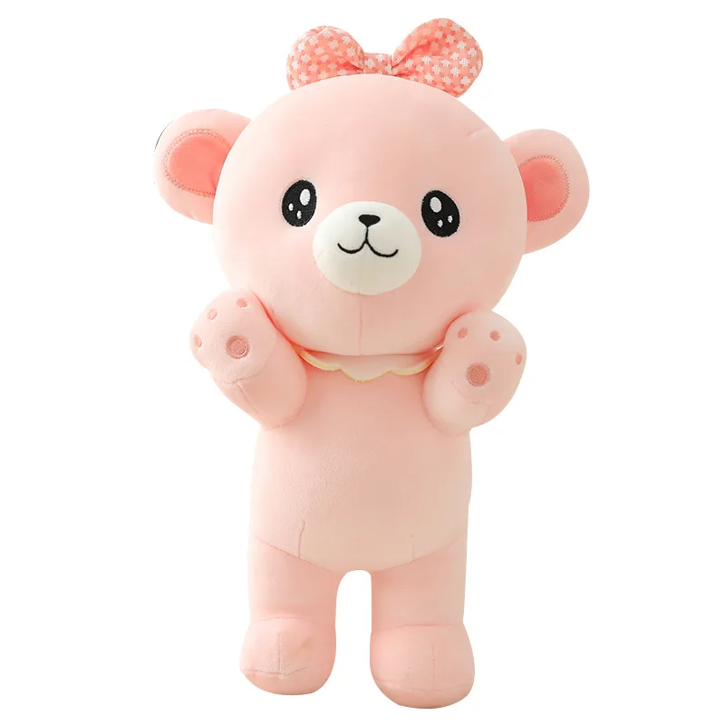 High quality stuffed soft giant pink blue teddy bear with bow plush toys