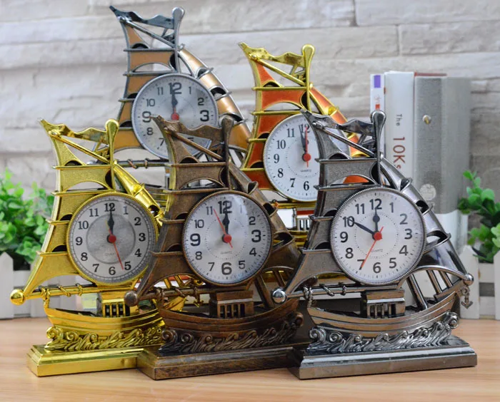gift colorful sailboat shaped antique classic table clock with alarm