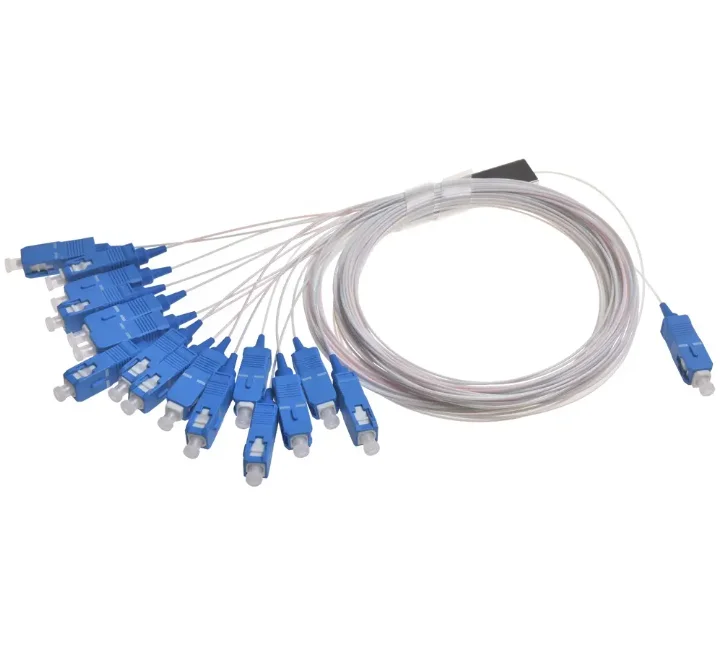 FTTH White 1x16 Fibre Optic PLC Splitter Mini Steel Tube PLC Splitter with SC UPC Connector Best Price