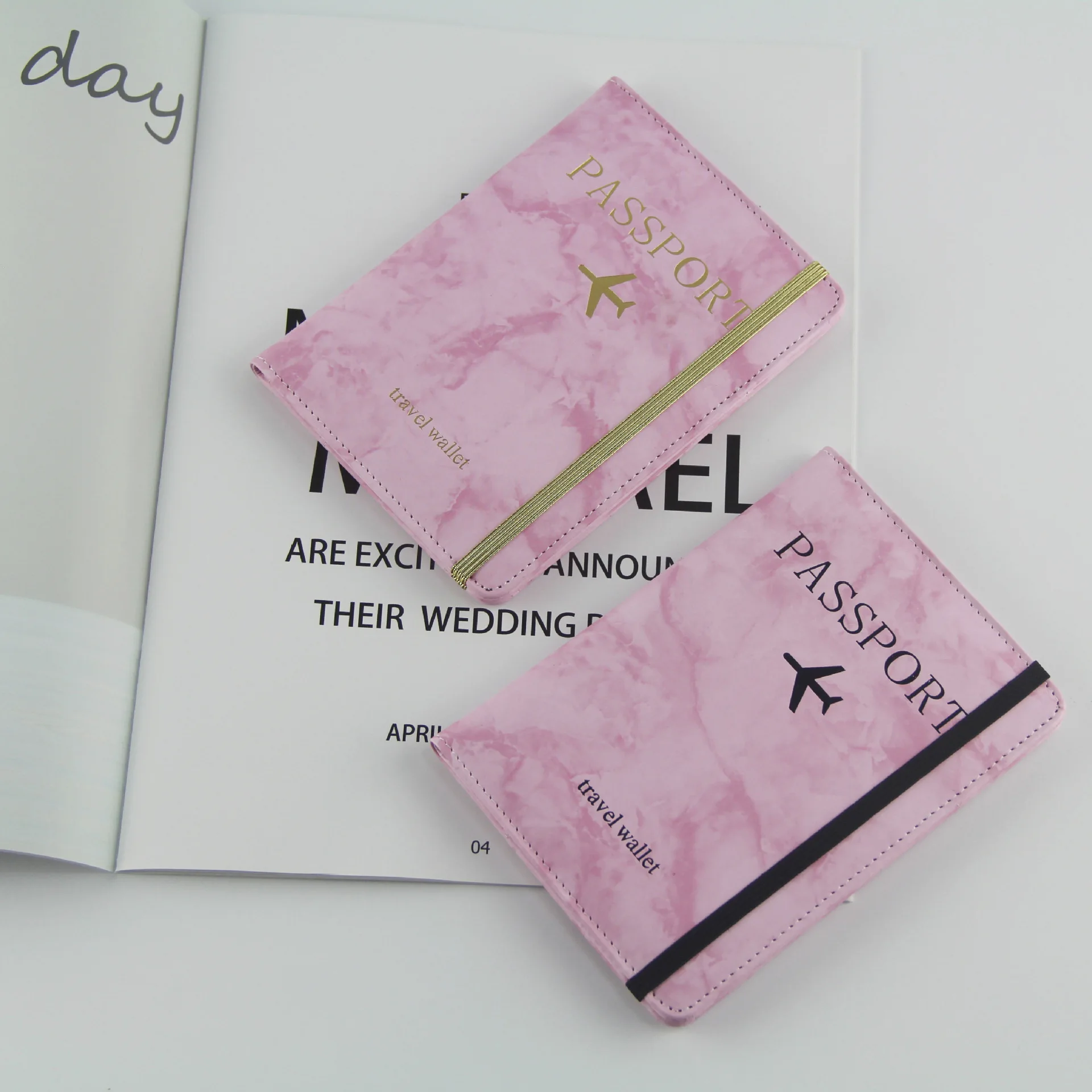 Factory Wholesale Marbled Pu Leather Custom Print Family Travel Passport Holder Wallet