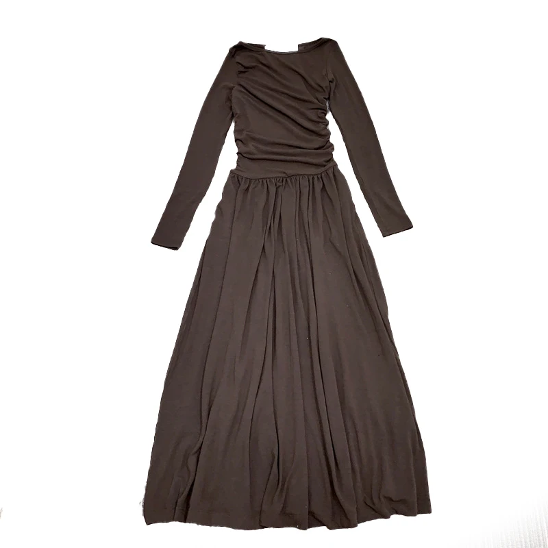 High Quality Customization Clothing Summer long Sleeve Loose Pure Color Maxi Elegant Long Dresses Women