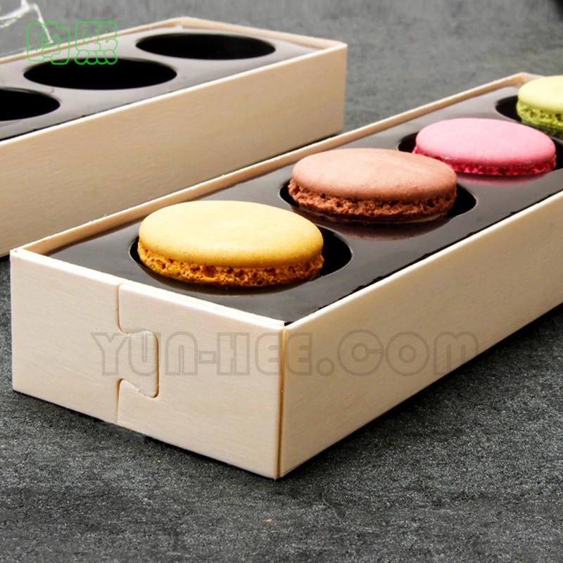 
Disposable Biodegradable Wood Box with Lid for Cake Cheese Macarons Sandwich Doughnut 
