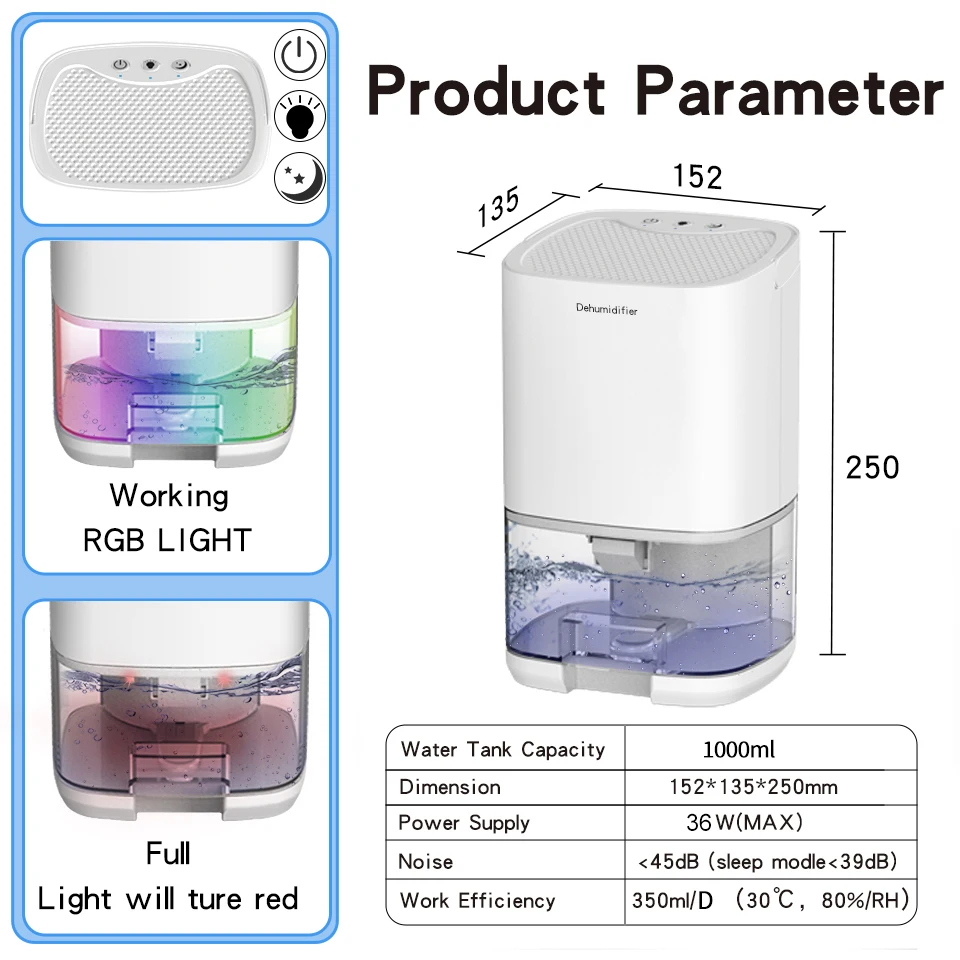 Mini Dehumidifier Help With Drying Clothes Rapid Remove Moisture Indoor Office Handy Easy to Carry 350ML/D