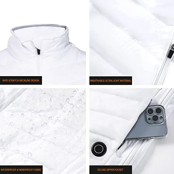 Women Winter White color USB Battery Powered Quilted Heated Vest Sleeveless Jacket