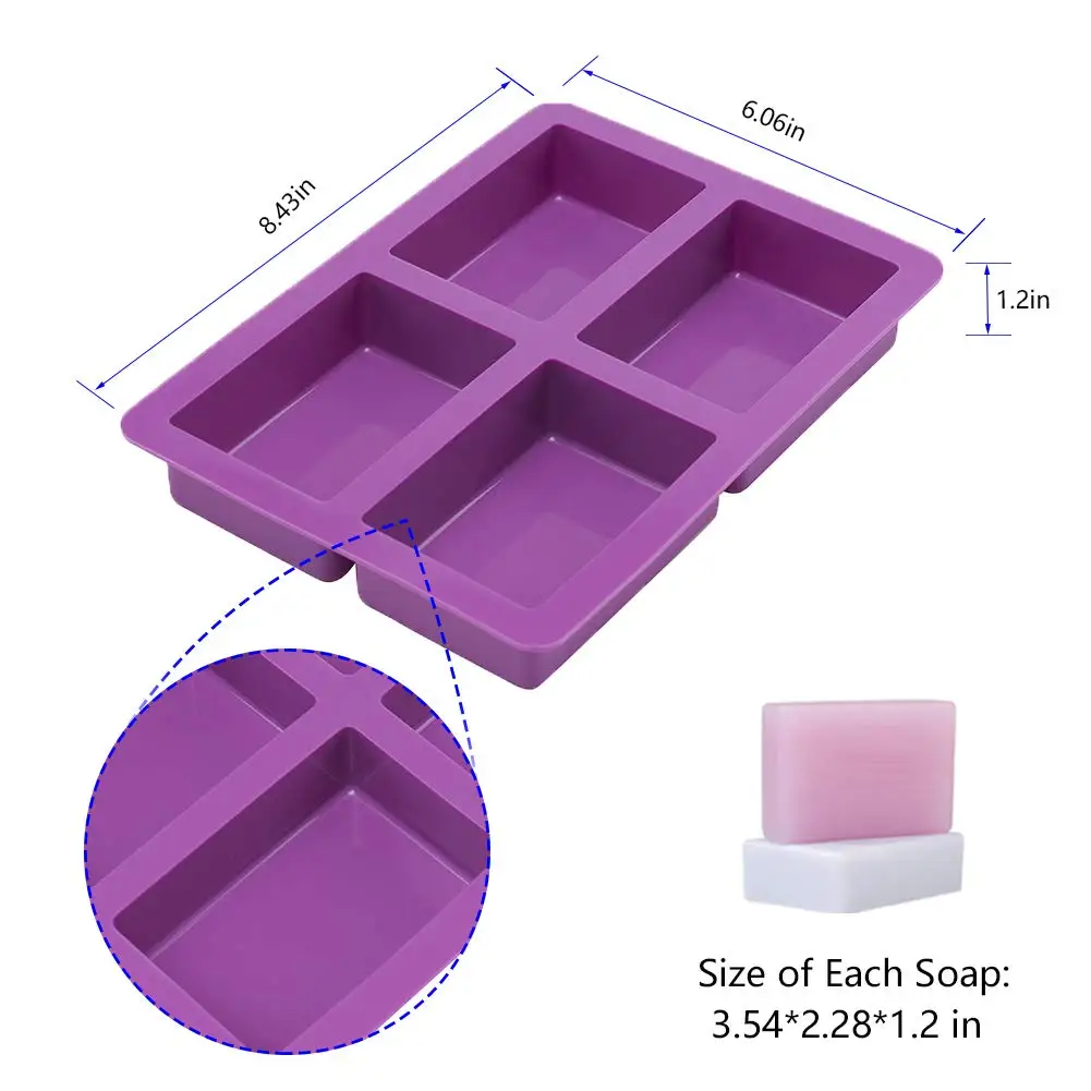 Wholesale Silicone Soap Mold DIY Tools Handmade Chocolate 4 Cavity Silicone Rectangle Brownie Baking Soap Bar Making Molds