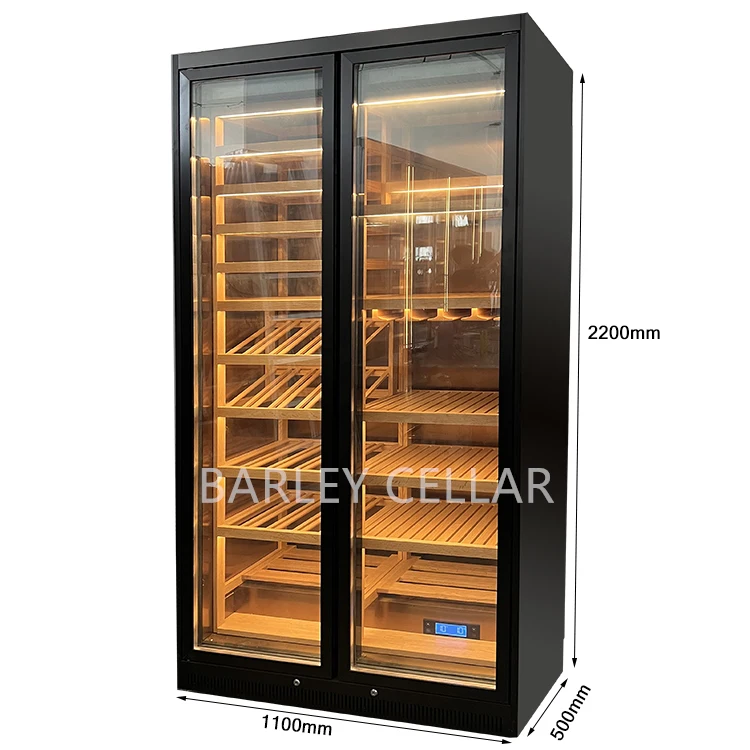 BARLEY cellar shiny gold low noise wine cellar with climate control systems