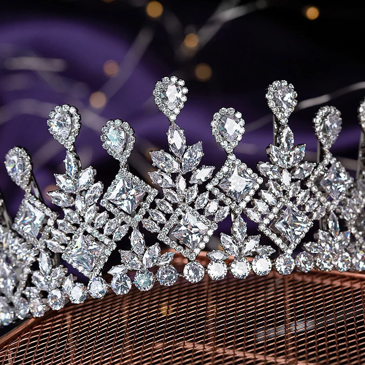 Crown and Tiaras New Gorgeous Women Hair Jewelry Bridal Wedding Hair Accessories Cubic Zircon BC5717 Corona Princes