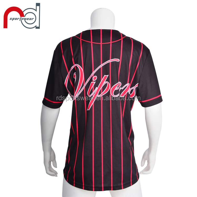 Popular custom black and red striped baseball jersey shirts wholesale training baseball uniform shirt