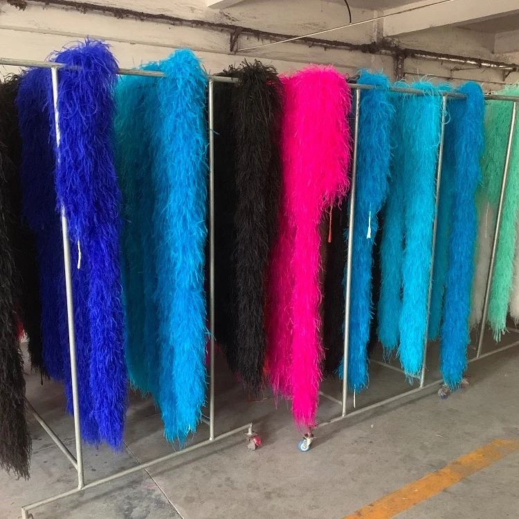 blue wholesale Black 10 ply White Scarf Garland bulk  Decor Ostrich Feather Boa For Craft Costume Dance Carnival Party Halloween