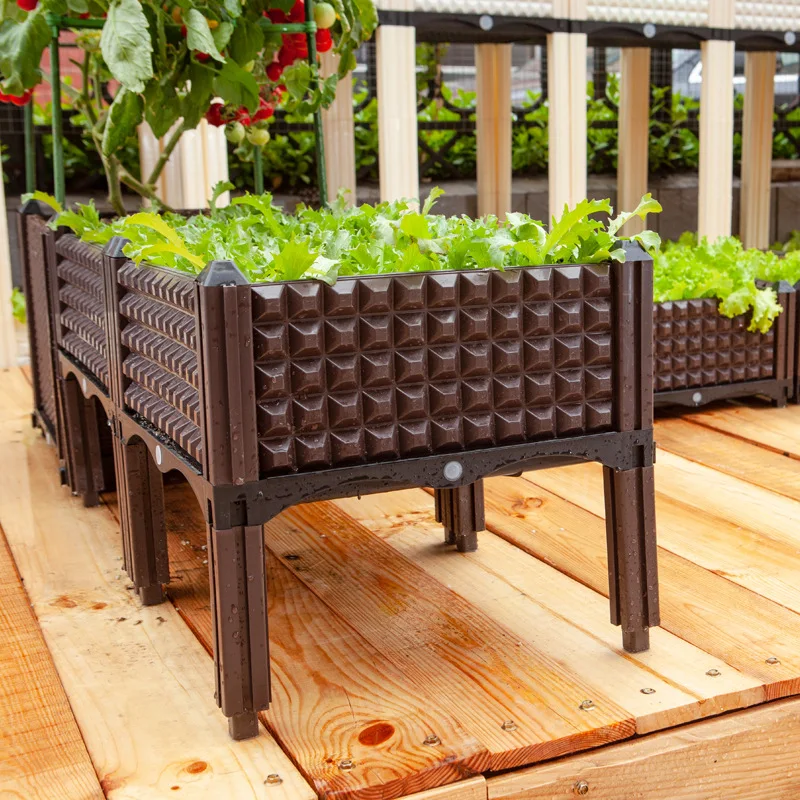 Wholesale square elevated garden bed with leg vegetable elevated planting box for plants plastic pots