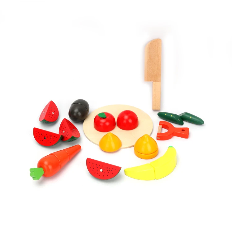 
Hot Sell Funny Wooden Vegetables And Fruits Kitchen Toys Set Case Game For Kids 