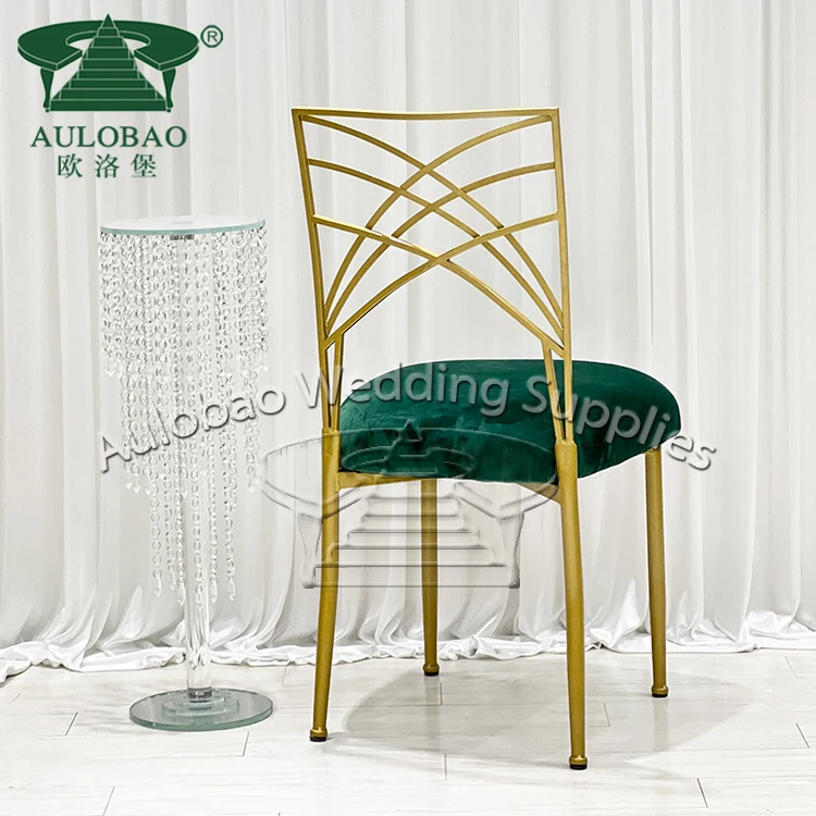 Wedding Hall Cross Back Aluminum Frame Chameleon Gold Chair With Cushion