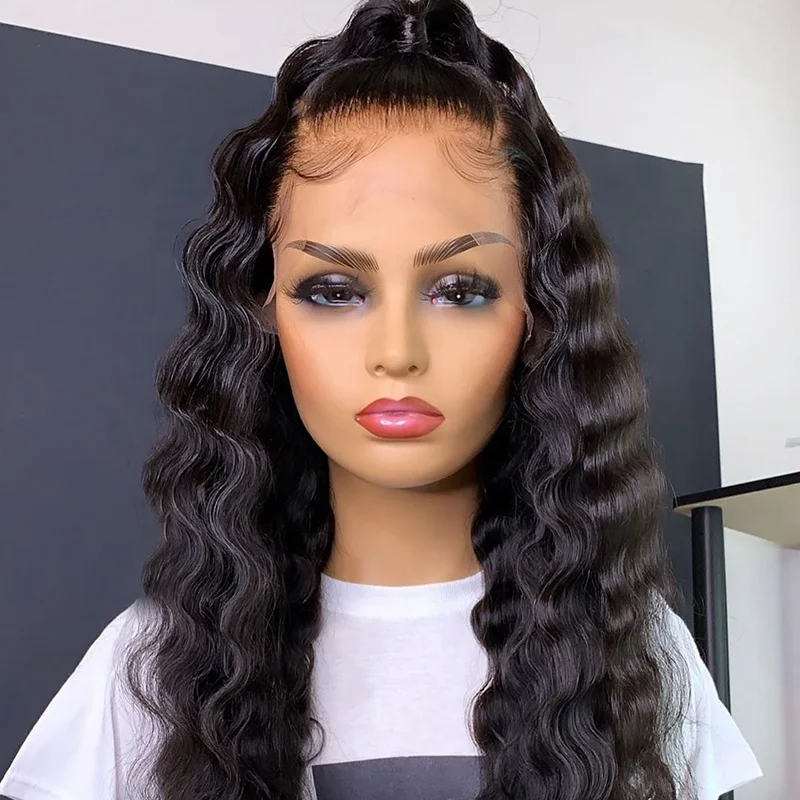 Парик с застежкой 5X5/4X4, парики из натуральных человеческих волос с глубокой волной, натуральные черные норковые натуральные бразильские волосы, парики на сетке