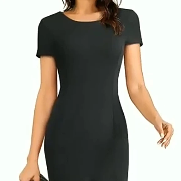 WD112 новое женское элегантное приталенное платье-футляр средней длины с круглым вырезом