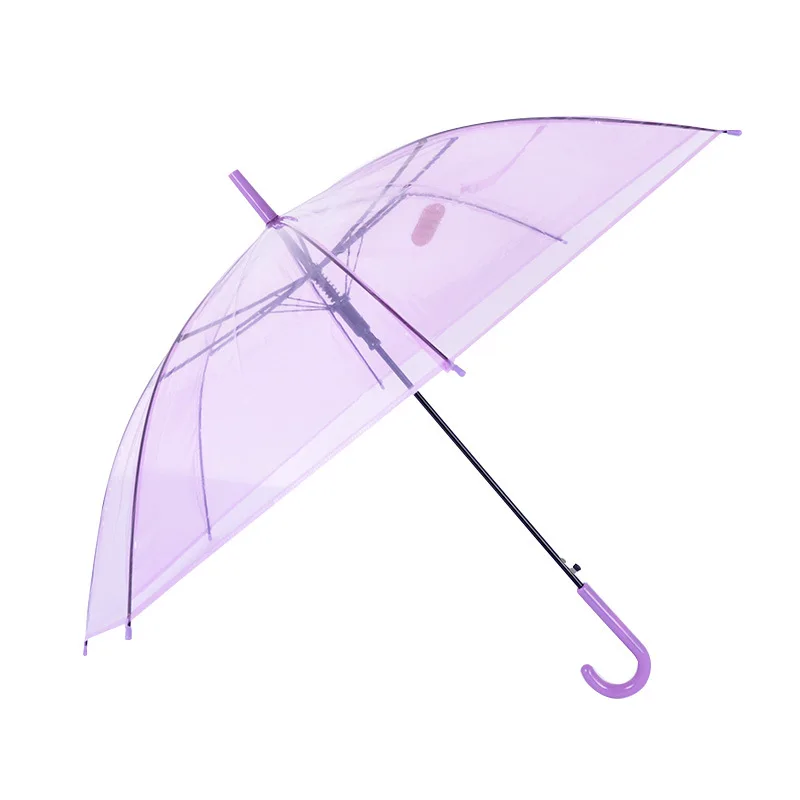 Factory Customized Logo Clear Umbrellas Kids Parasol Colorful Transparent PVC Umbrella with Printing for Promotion