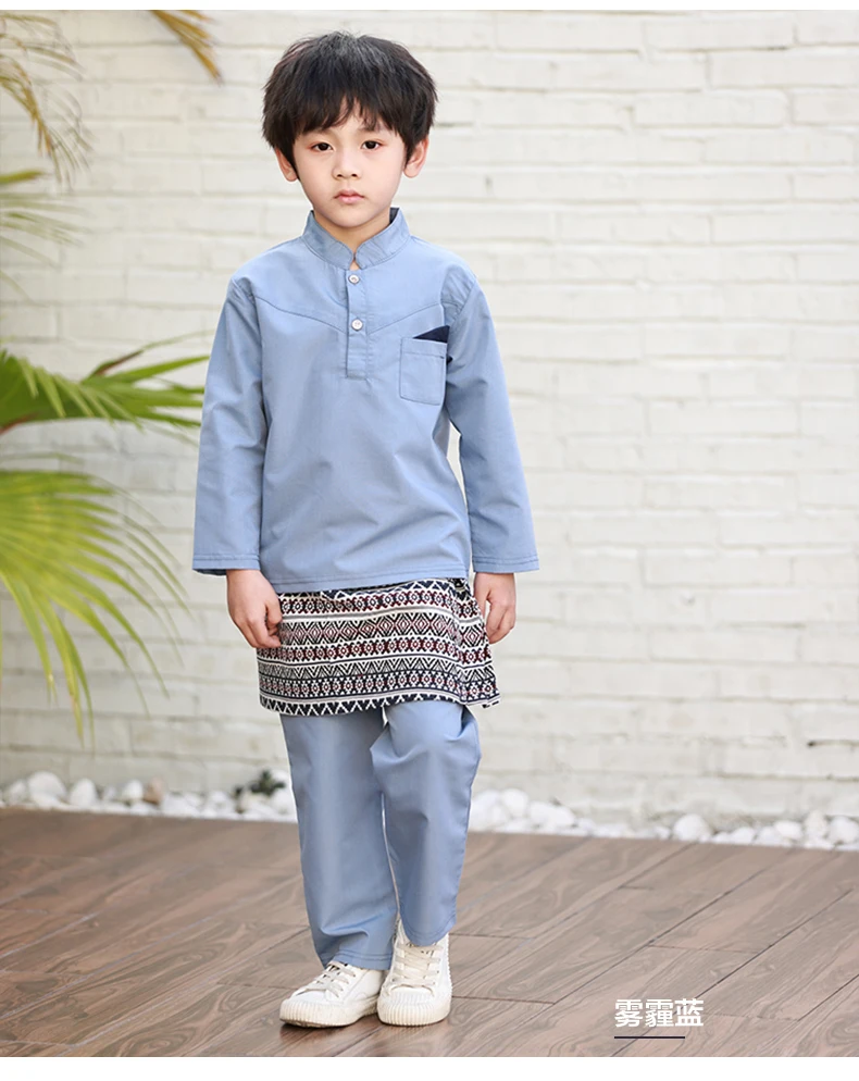 New Style Fashional Baby Boy Muslim Kids Clothes Designed 7-12Y Children Baby Muslimah Clothing Sets