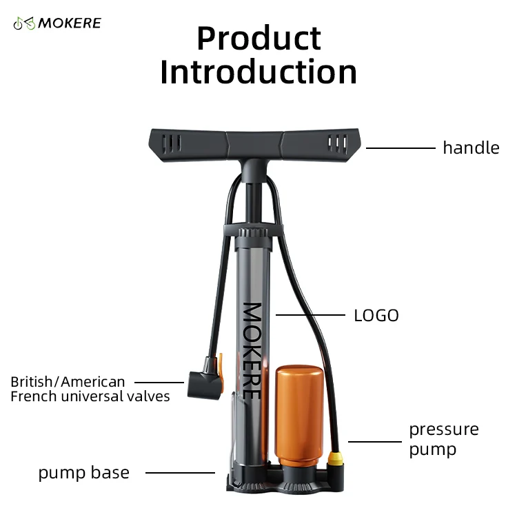Hot Selling Thickened Carbon Steel Road Bike Pump Motorcycle Bicycles Pump with Pressure Gauge