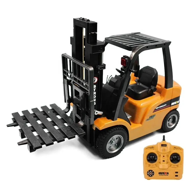 Huina 1577 1/10 8CH Die-cast Truck Remote Controlled Engineering Car Alloy Metal Radio Control Fork Lift RC Diecast Forklift Toy