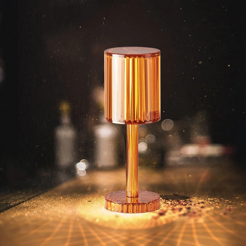 Акриловая Хрустальная настольная лампа, сенсорный ночник с зарядкой, декоративная лампа для бара, ресторана, атмосферная лампа