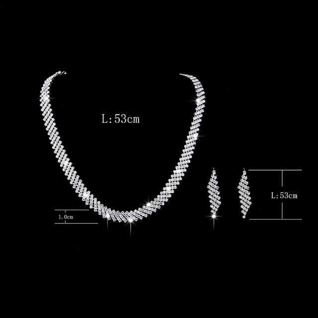 Fashion Korea European American Crystal Classic Pendant Earring And Necklace Bridal Love Wedding Jewellery Sets For Women