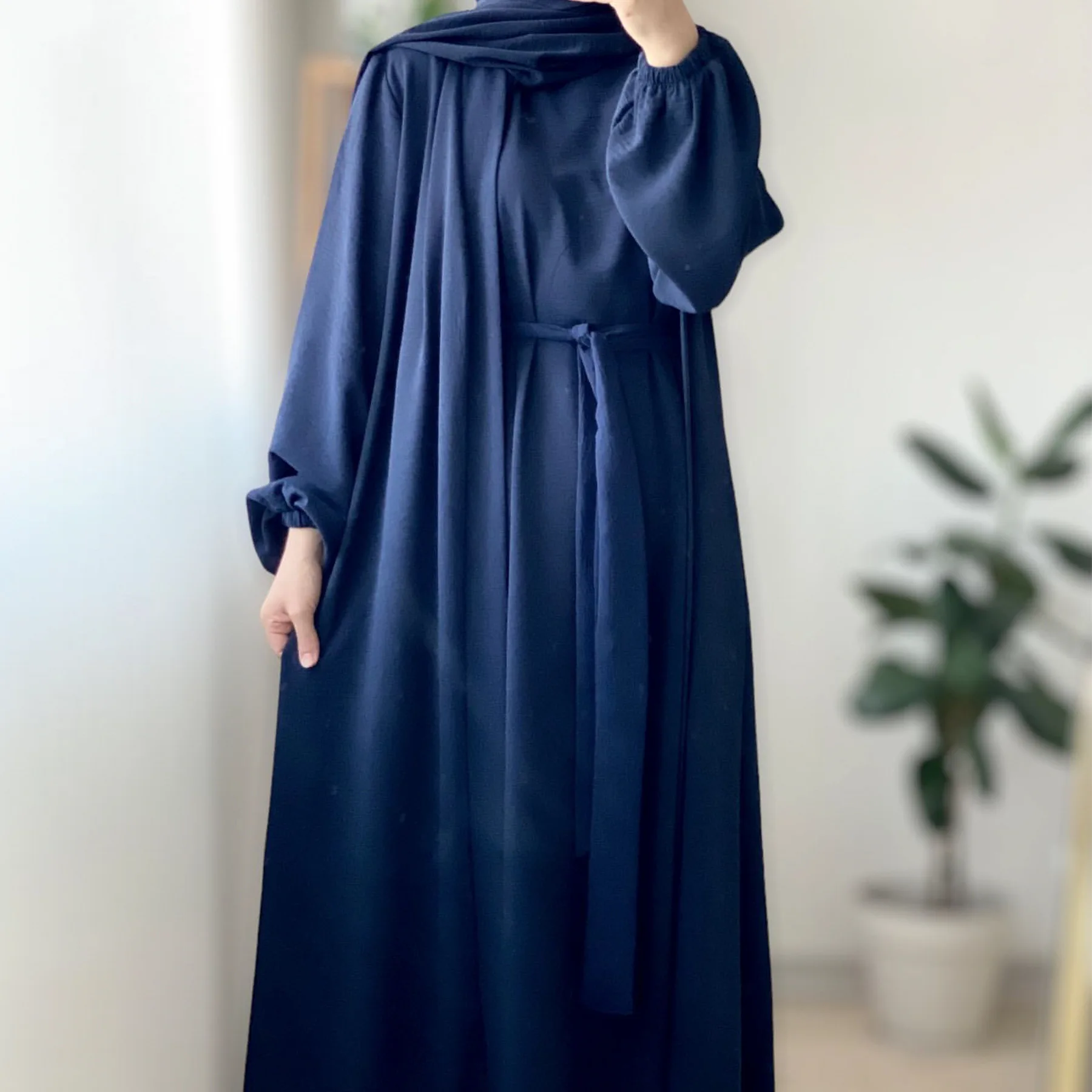 Custom Spot Dubai Solid Colour Muslim Suit abaya Niqab Burqa Two Piece abaya Fashion Modest Suit