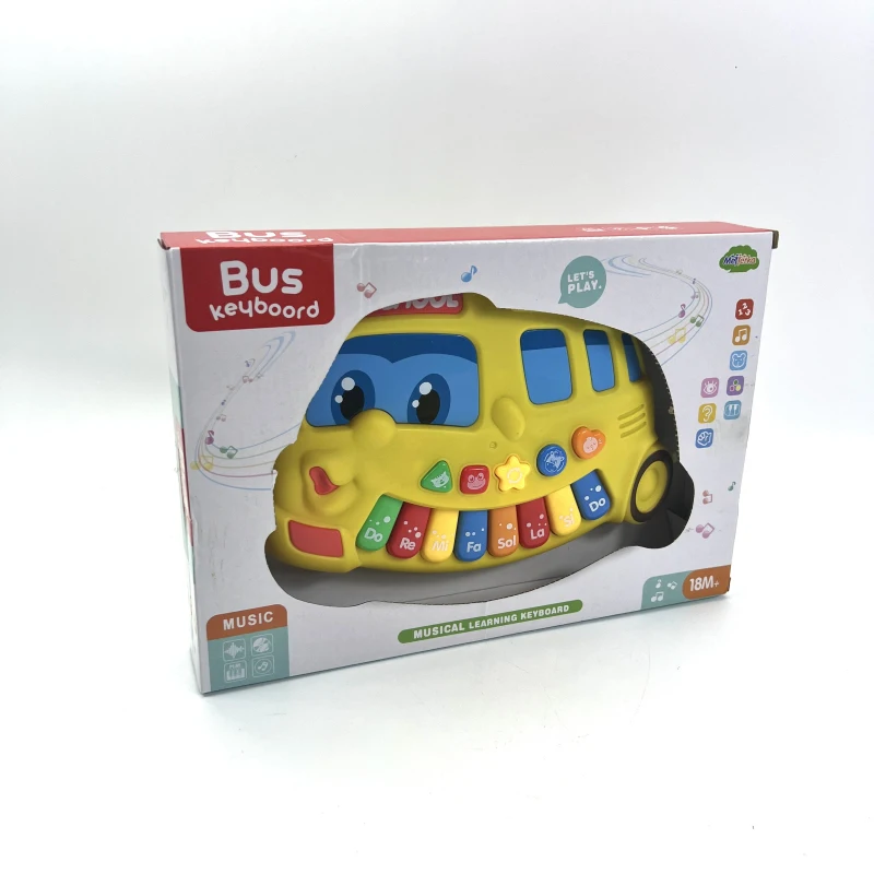Kids Educational Musical Piano Toys Electric Cartoon Bus Organ With Light And Music