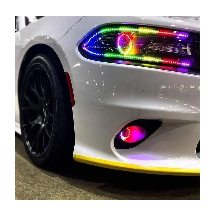 Dream Chaser DRL Dodge Charger 2015+ Flow Series Led Halos Snorkel Grill Lighting Kit Dynamic Sequential Synth