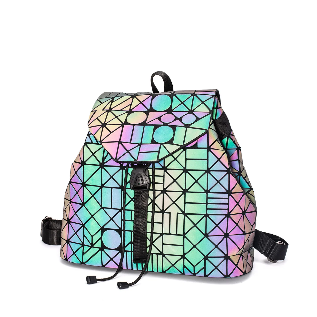 Hot Sale  Fashion Large Capacity Laser Luminous Geometric Rhombus Backpack
