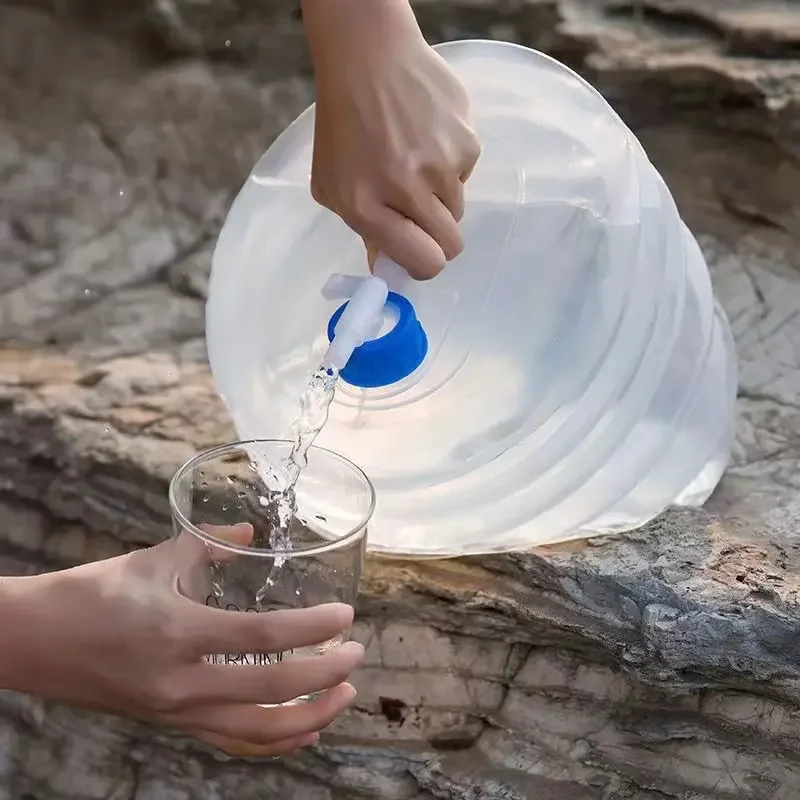 5/10/15L BPA Free Foldable Plastic Water Bucket Ultra Light Transparent Water Container