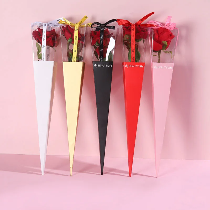 Одиночная коробка для розочек перерабатываемая Цветочная прозрачная пластиковая Цветочная втулка для цветочной упаковки