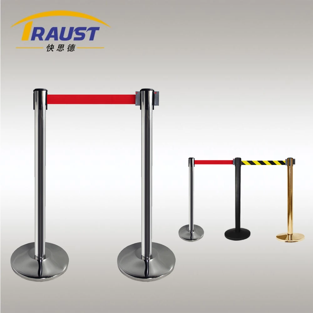 Traust supplier airport crowd controller queue line tape retractable belt barricade stand poles post concrete barrier stanchion