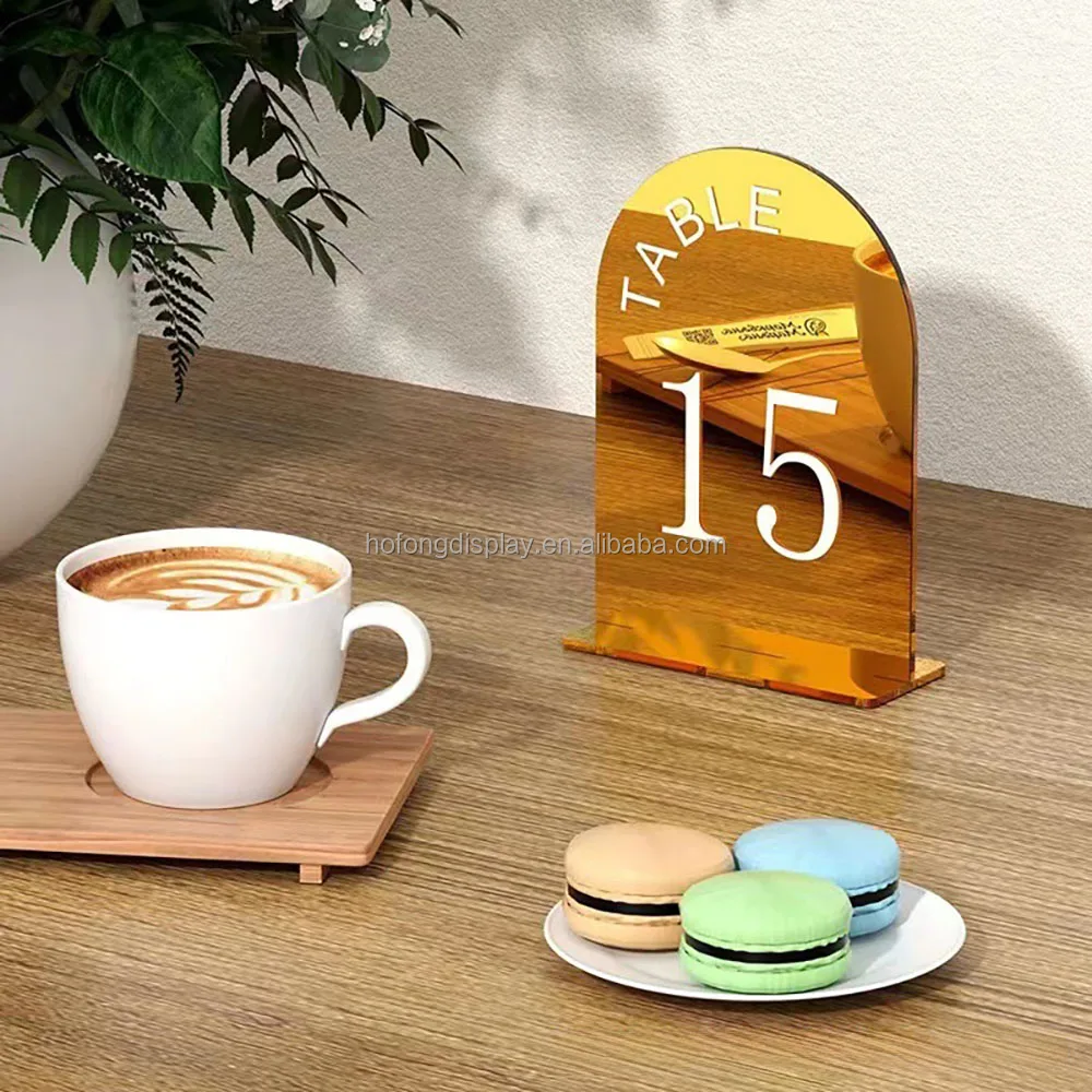 Custom Acrylic Wedding Table Number, Frosted Arch With Stand For Wedding Table Store Centerpieces