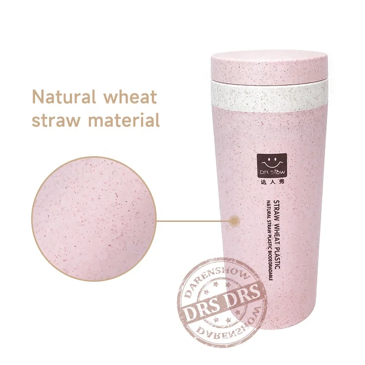 Custom Eco Friendly 300ml Biodegradable Plastic Wheat Straw Fiber Water Bottle