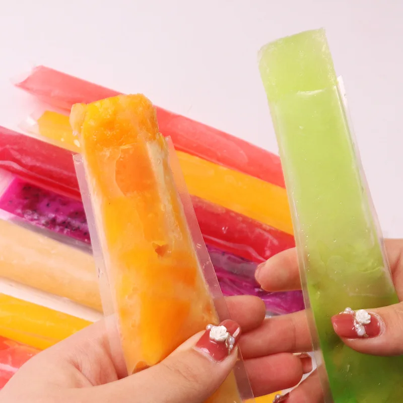 Stocked Summer HomeMade BPA Free Clear Transparent Heat Seal Frozen Ice Pop Popsicle Mold Bags for making Fruit Bars