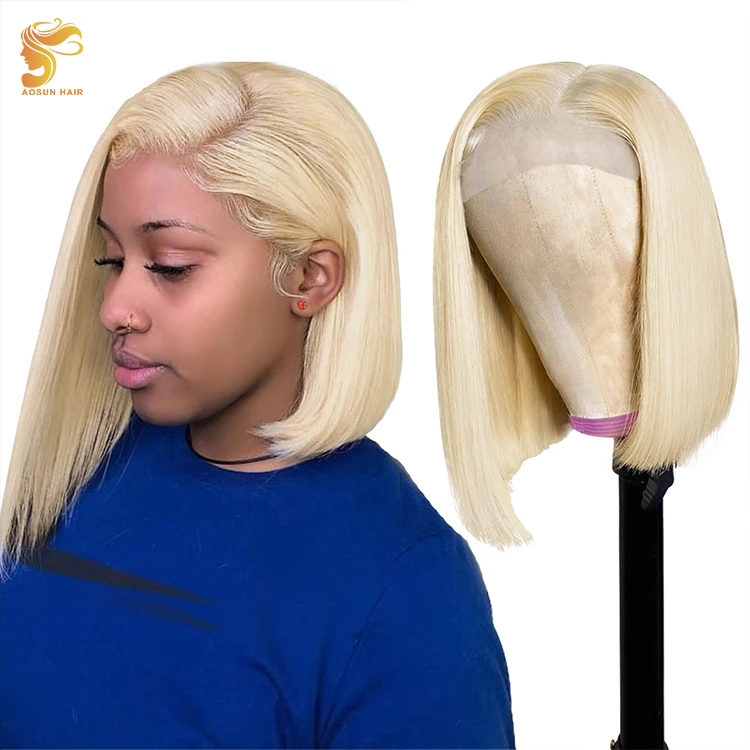 Cheap Brazilian 613 Bob Lace Wig, Sample 613 Blonde Frontal Bob Wig, Short Front Lace Wig For Black Women