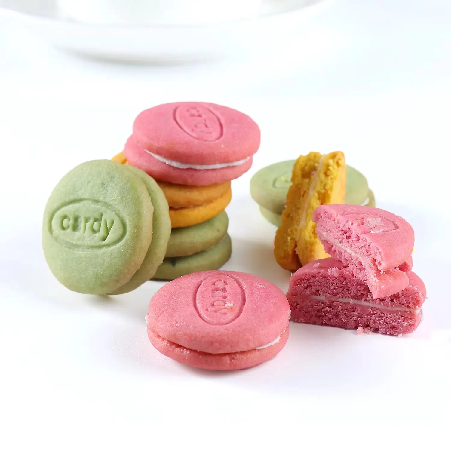 MAOLIN Health Snack Crispy Macaron Sandwich Biscuits Strawberry Lemon Peach Flavor 320g/box