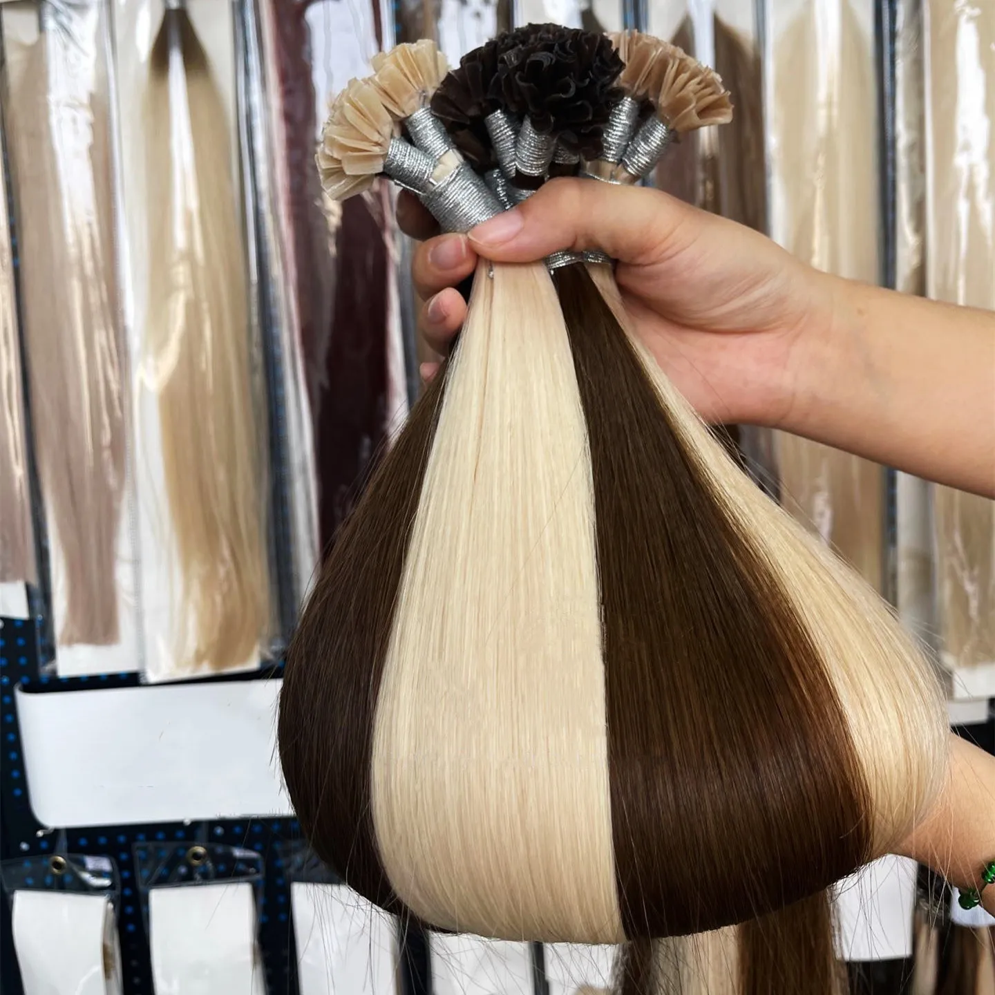 RTS High Quality Cuticle Aligned Pre Bonded U Tip Human Hair Extension for Woman Hot  Hair Extension Nail U Tip Hair